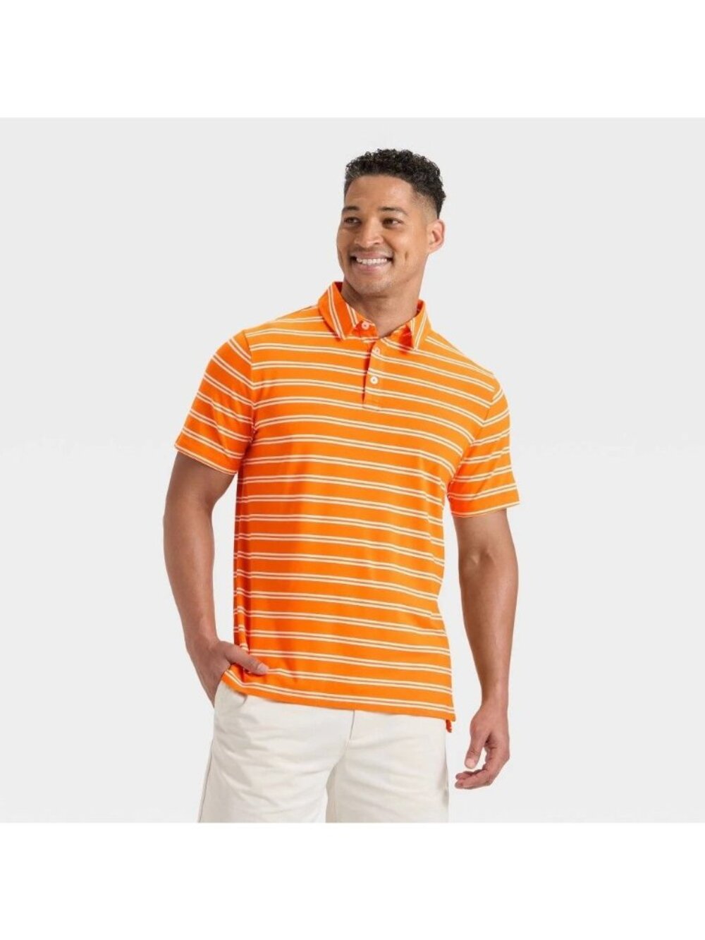 NWT Men's XXL Comfort Wear Striped Polo Shirt - Goodfellow & Co Orange MSRP $25